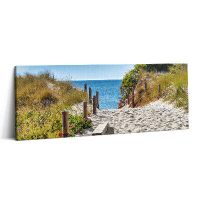 Canvas kép 125x50 Homokos út a tengerpartra és a tengerhez