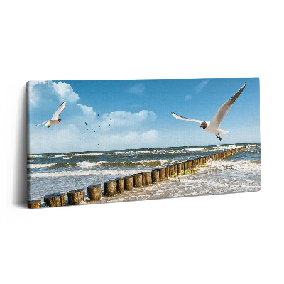 Vászonkép 140x70 Madár a tengerparton