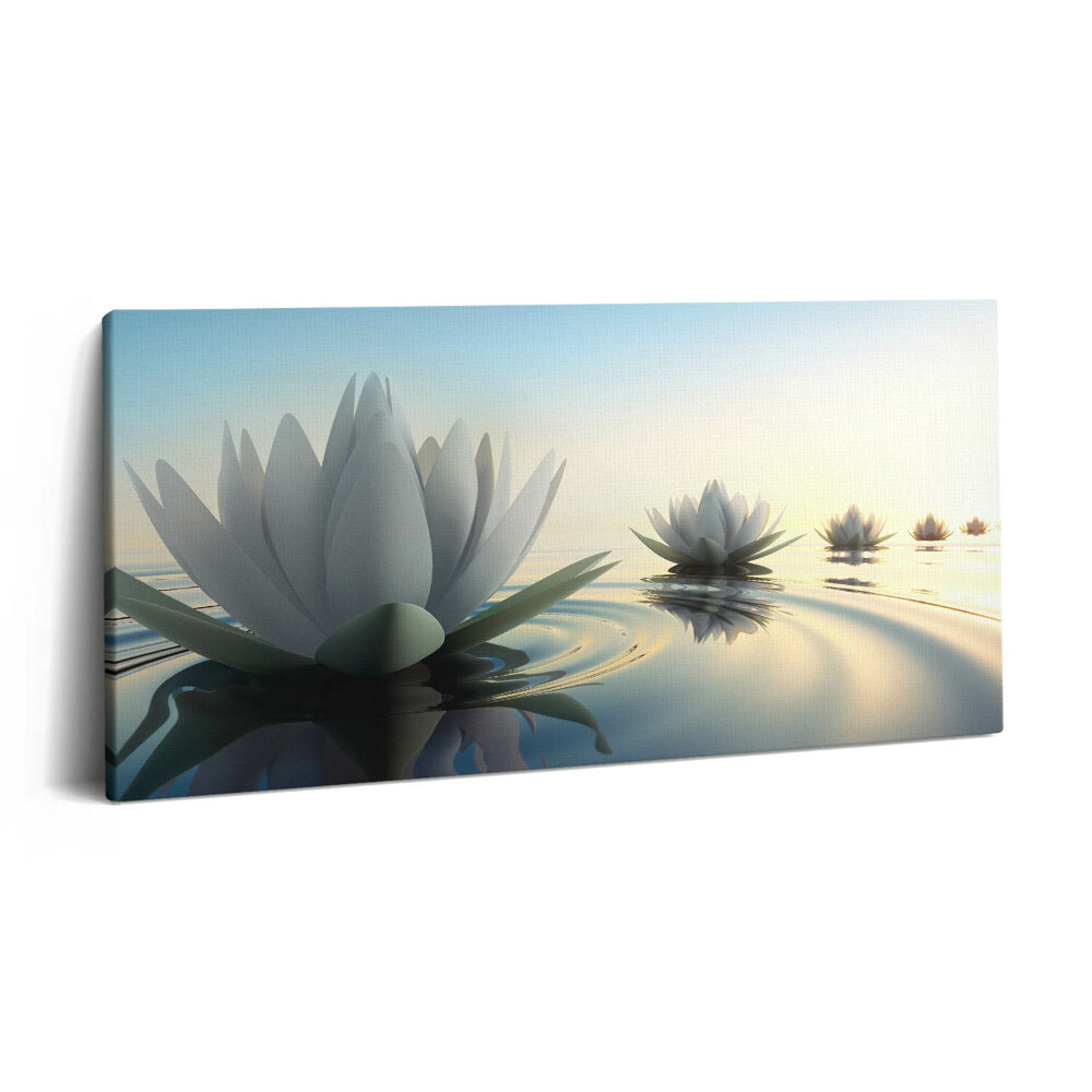 Vászonkép 140x70 Liliomvirágok a vízen