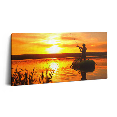 Vászonkép 140x70 Halász és naplemente