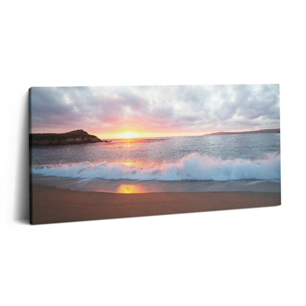 Vászonkép 140x70 Tengeri strand és naplemente