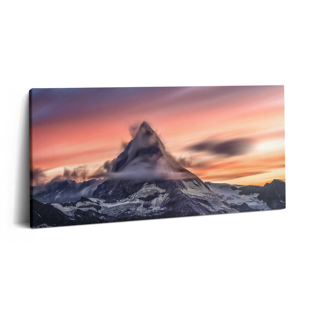 Vászonkép 140x70 Magányos hegy naplementében