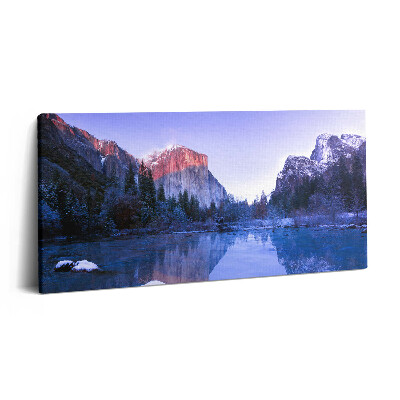 Vászonkép 140x70 Téli táj egy tóval