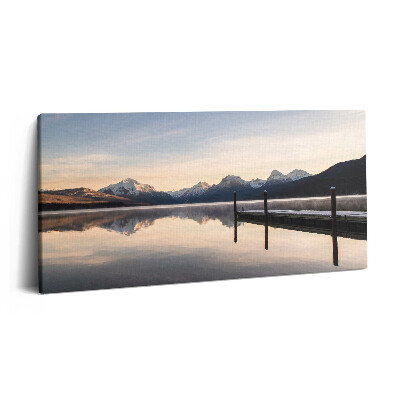 Vászonkép 140x70 Tó és hegyi móló