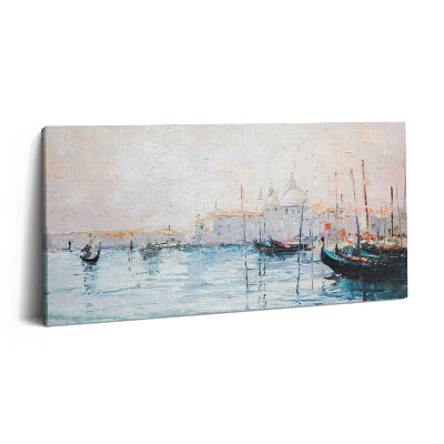 Vászonkép 140x70 Velencei gondolák olajfestmény
