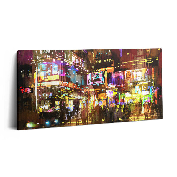 Vászonkép 140x70 Illusztráció egy éjszakai városról - modern utcák