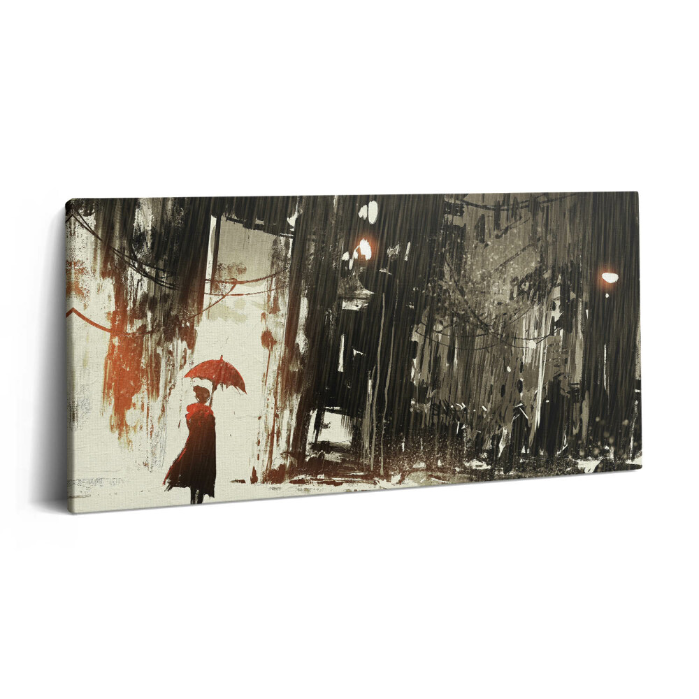 Vászonkép 140x70 Festett nő esernyővel