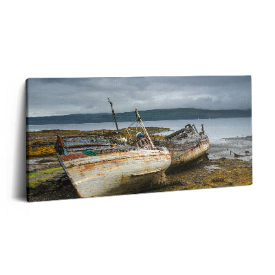 Vászonkép 140x70 Salen-öböl és hajók