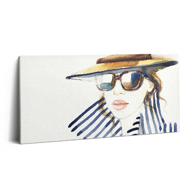 Vászonkép 140x70 Akvarell - szemüveges nő