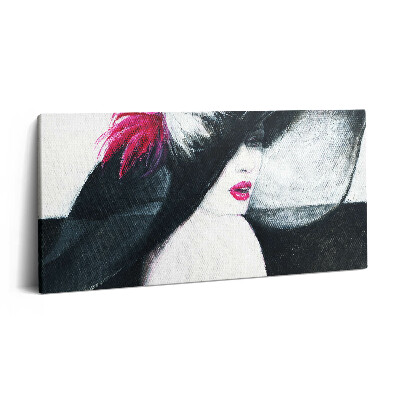 Vászonkép 140x70 Egy kalapos nő portréja