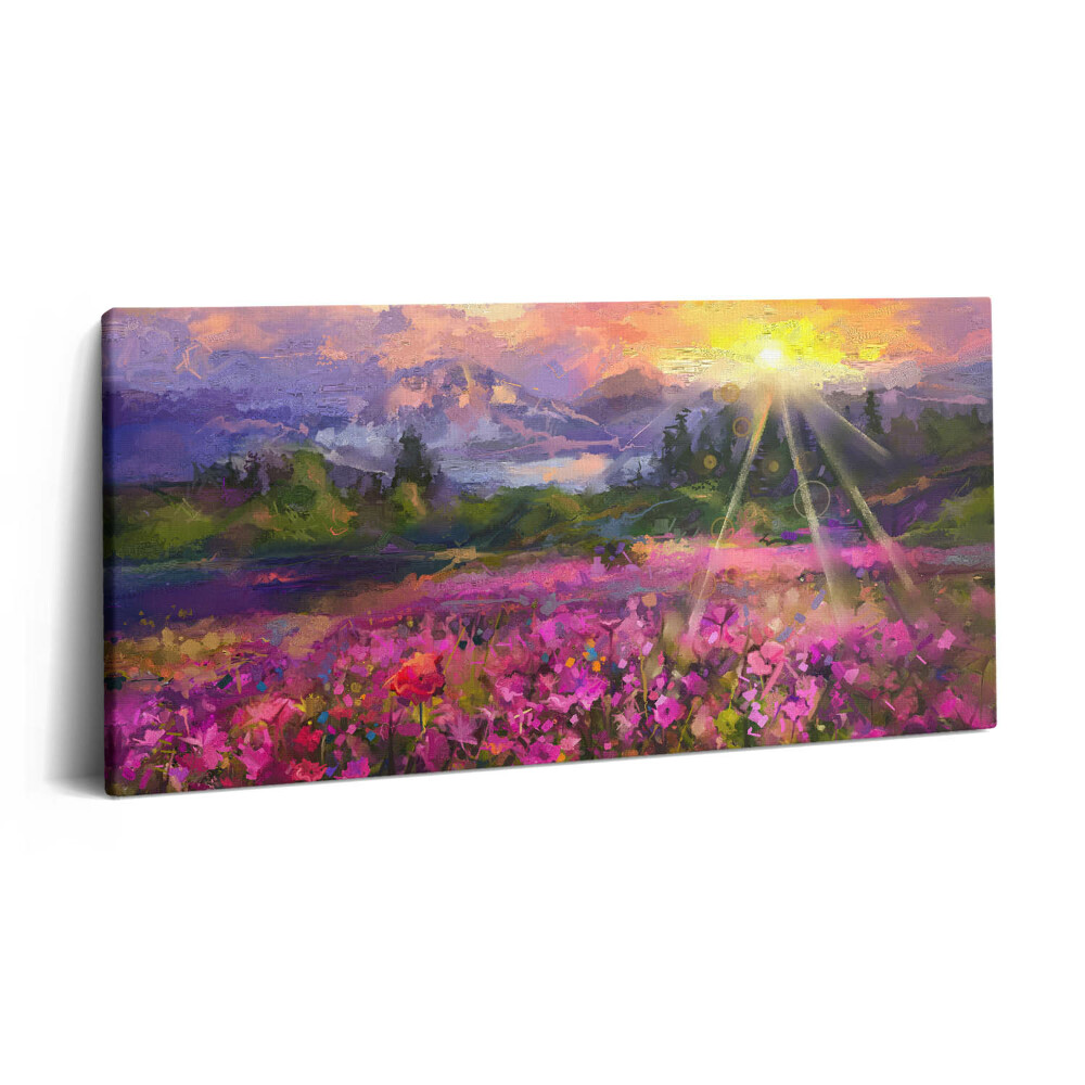 Vászonkép 140x70 Mező naplementében