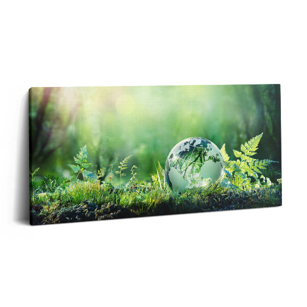 Vászonkép 140x70 Földgömb a fűben