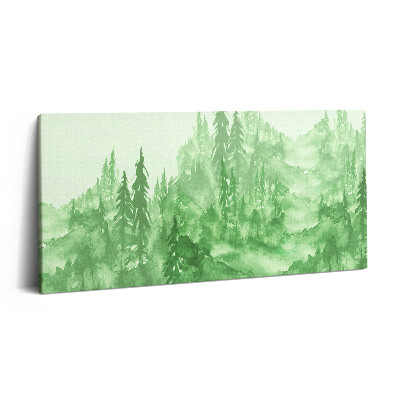 Vászonkép 140x70 Zöld erdővel festett természet