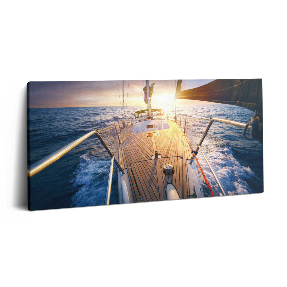 Vászonkép 140x70 Naplemente egy vitorlás fedélzetén