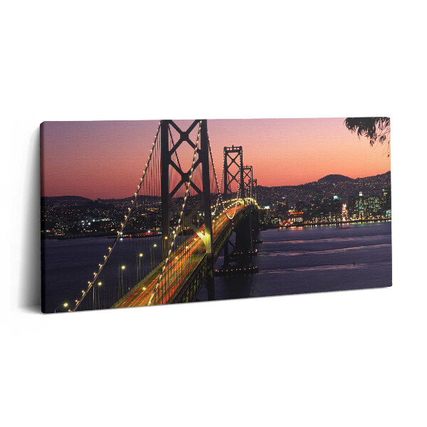 Vászonkép 140x70 San Francisco híd és naplemente