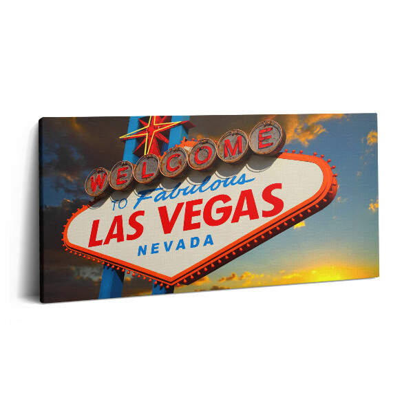 Vászonkép 140x70 Las Vegas felirat naplementében