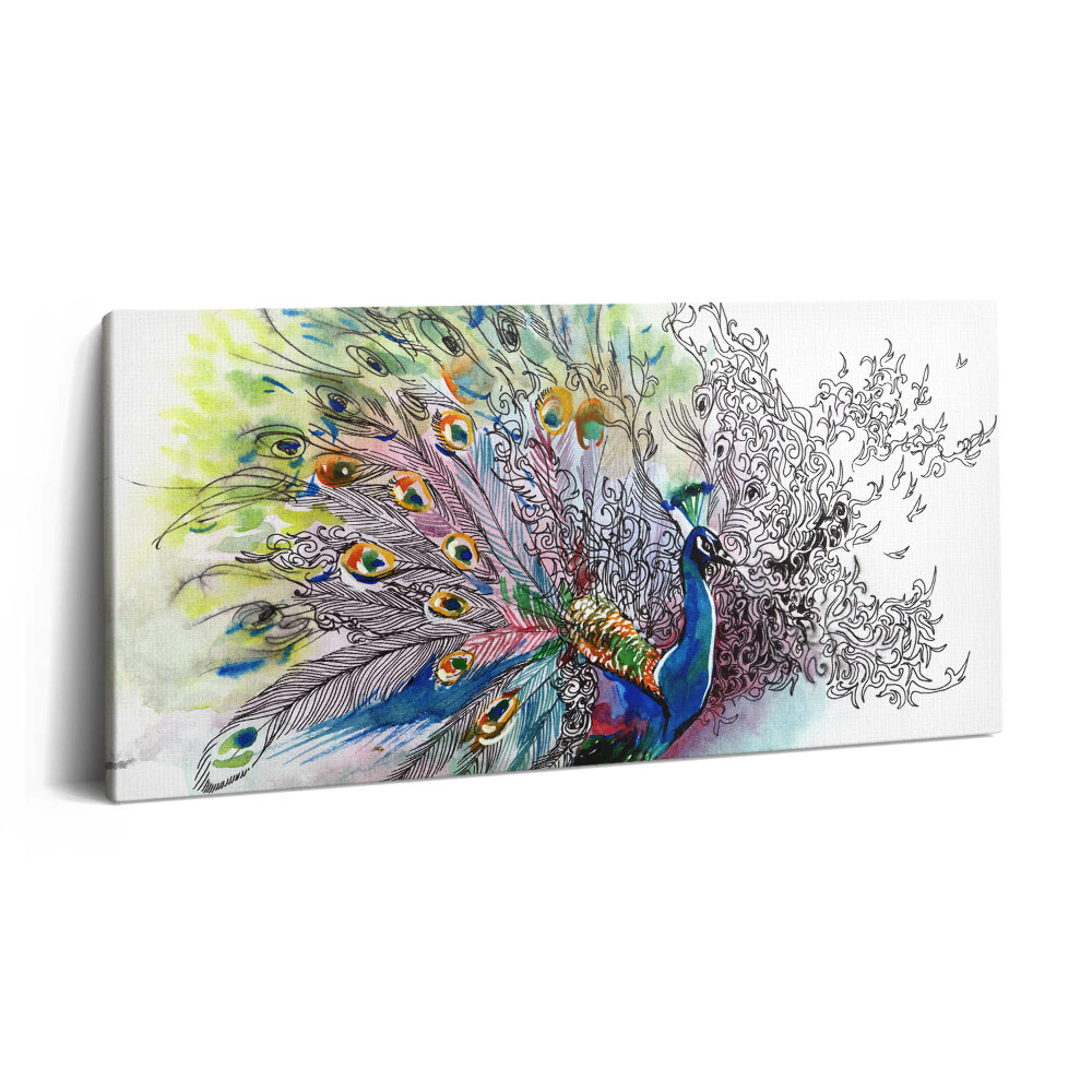 Vászonkép 140x70 Színes páva