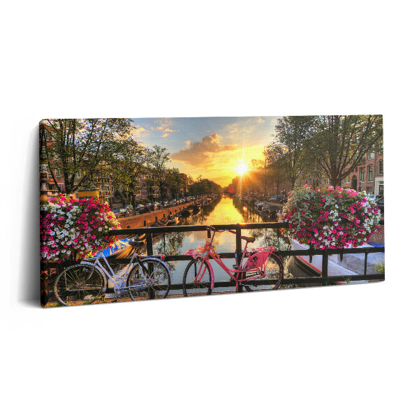 Vászonkép 140x70 Napfelkelte Amszterdam felett