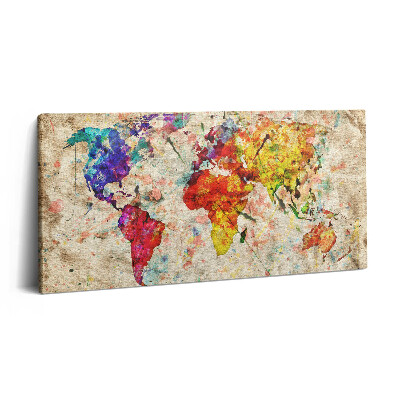 Vászonkép 140x70 Színes világtérkép