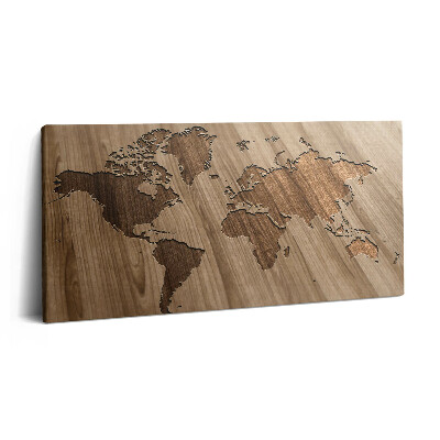 Vászonkép 140x70 Világtérkép fán