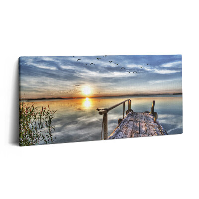 Vászonkép 140x70 Naplemente a tó felett