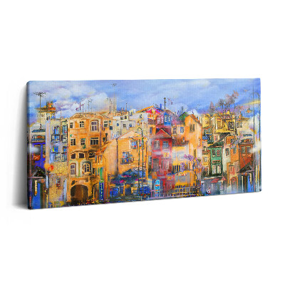 Vászonkép 140x70 Városi építészetet ábrázoló olajfestmény