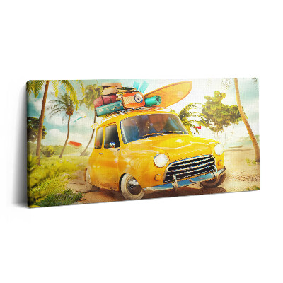 Vászonkép 140x70 Autó szörfdeszkával