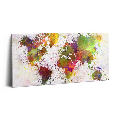 Vászonkép 140x70 Akvarell világtérkép
