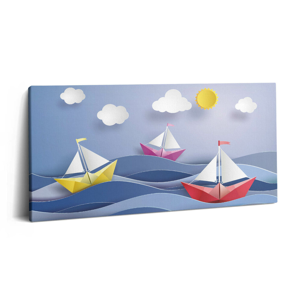 Vászonkép 140x70 Színes origami vitorlások