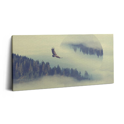 Vászonkép 140x70 Ködös erdő és egy sas