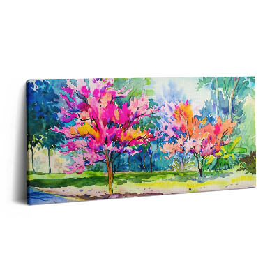 Vászonkép 140x70 Absztrakt színes fák