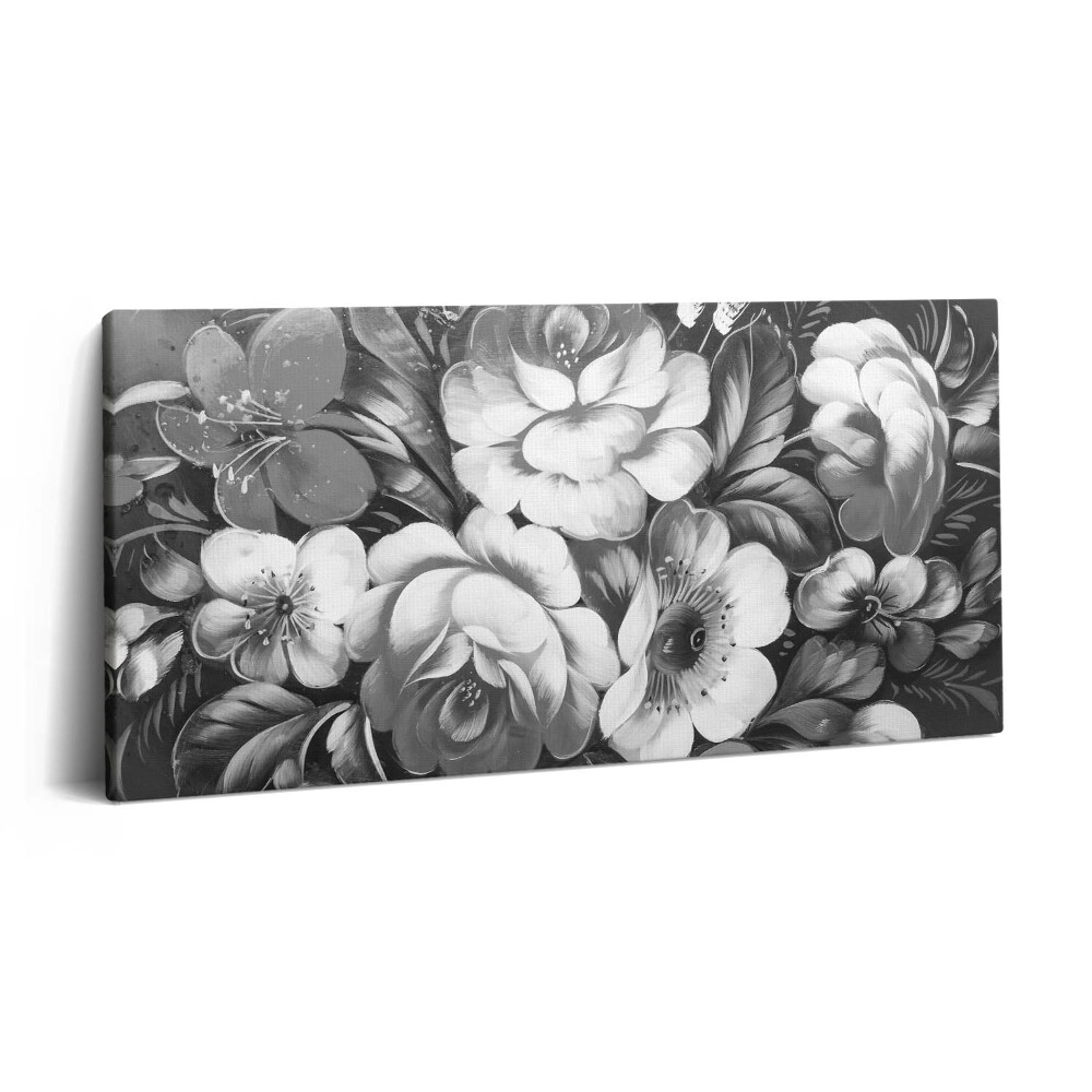 Vászonkép 140x70 Fekete-fehér virágok