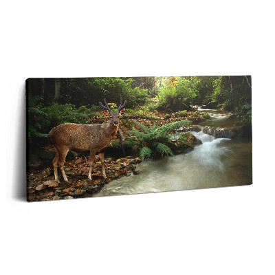 Vászonkép 140x70 Trópusi patak és szarvasok
