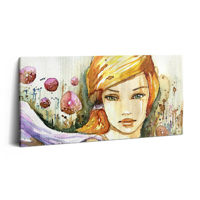 Vászonkép 140x70 Akvarell nő és fánk