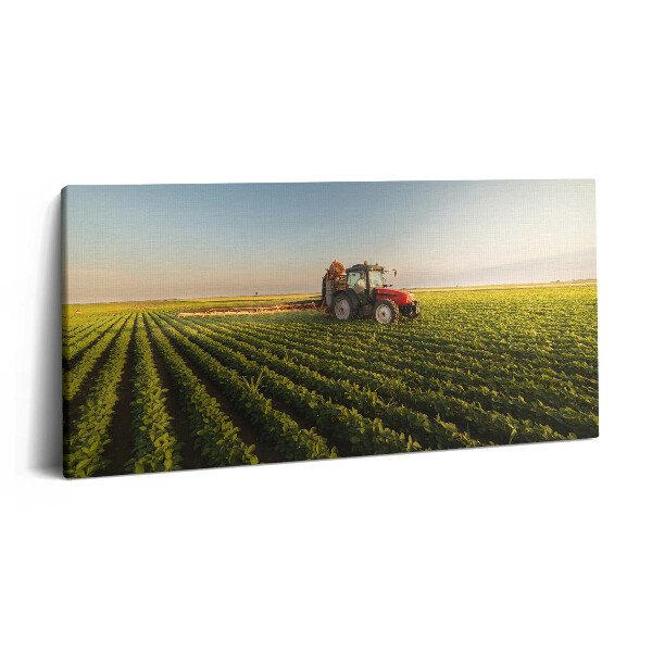 Vászonkép 140x70 Traktor permetez egy mezőn