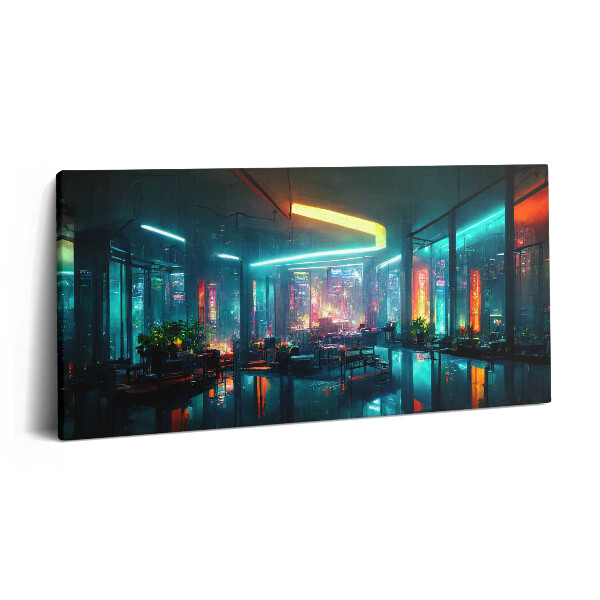 Vászonkép 140x70 Város cyberpunk stílusban
