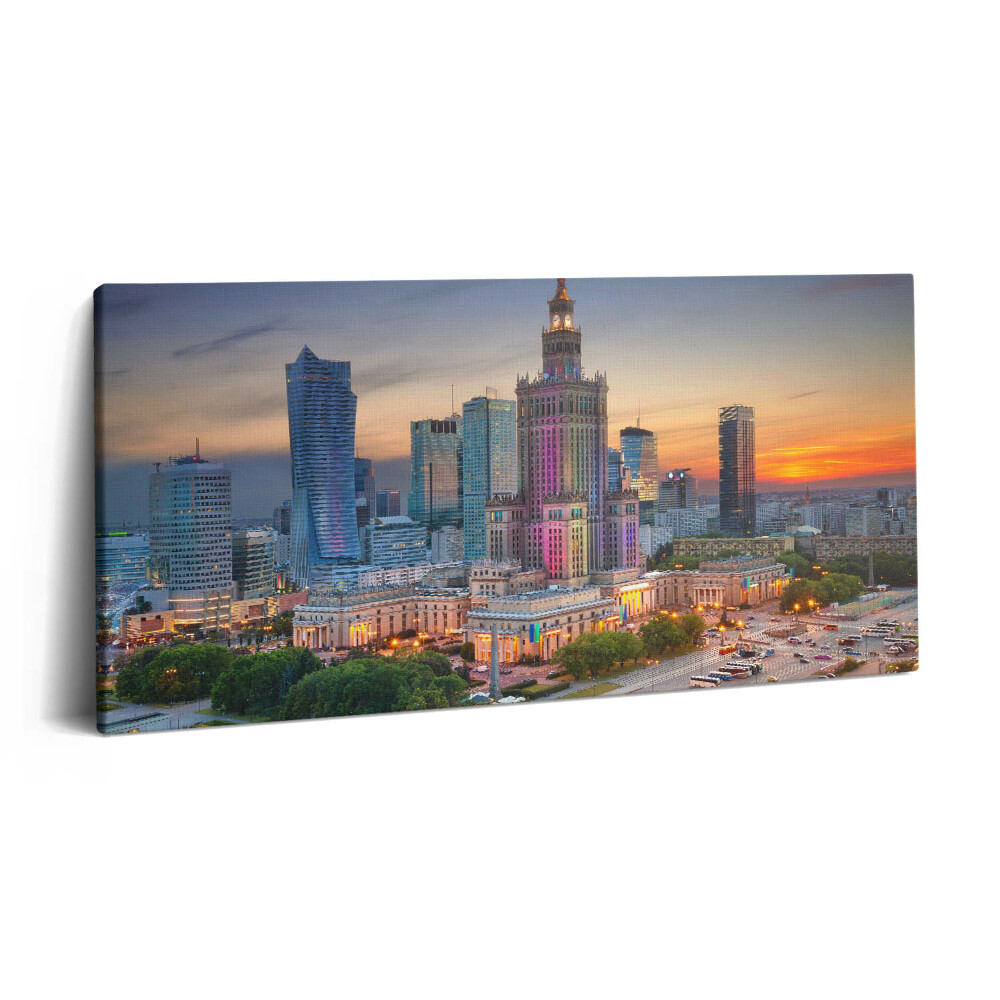 Vászonkép 140x70 Naplementés panoráma Varsóban