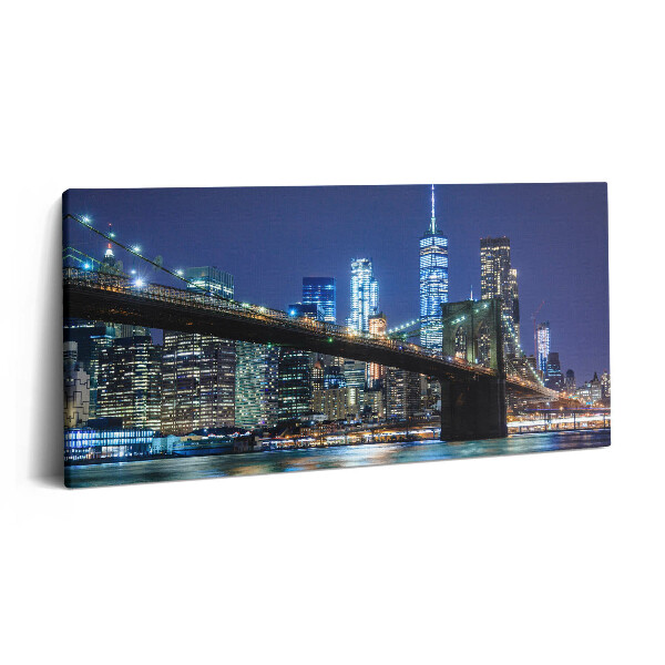 Vászonkép 140x70 Brooklyn híd New Yorkban éjszaka