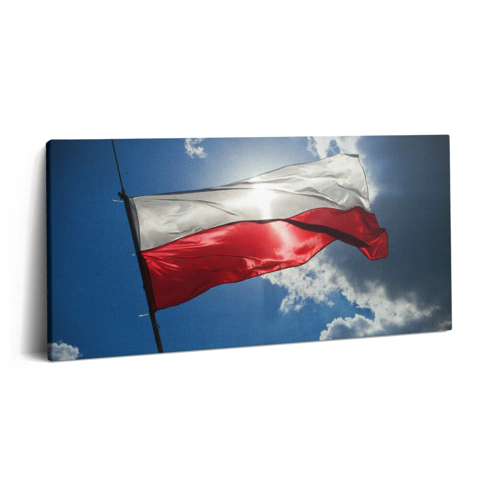 Vászonkép 140x70 Lengyel zászló az égen