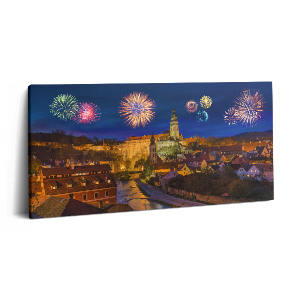Vászonkép 140x70 Tűzijáték Krumlov Csehország