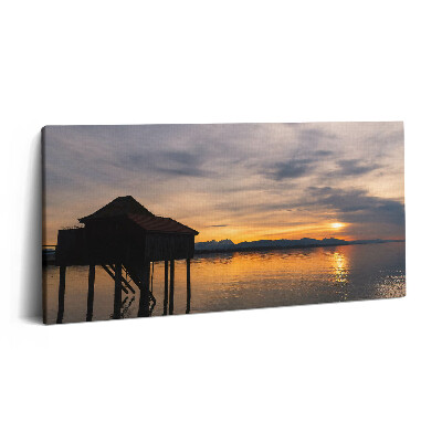 Vászonkép 140x70 Naplemente a Bodeni-tó felett