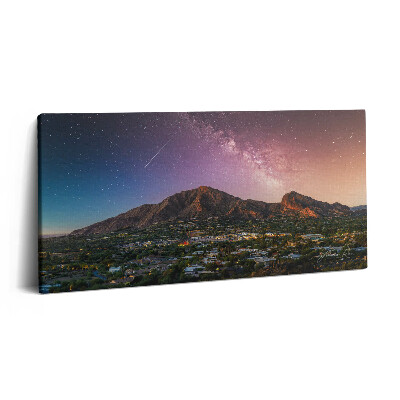 Vászonkép 140x70 Hegyek egy galaxissal az égen