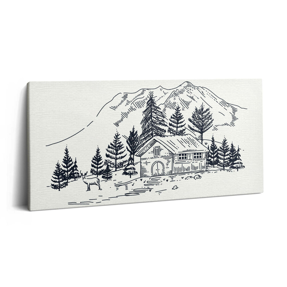 Vászonkép 140x70 Egy hegyi kunyhó rajza