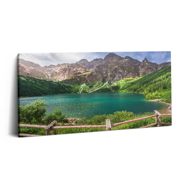 Vászonkép 140x70 Tájkép egy tóról a hegyekben