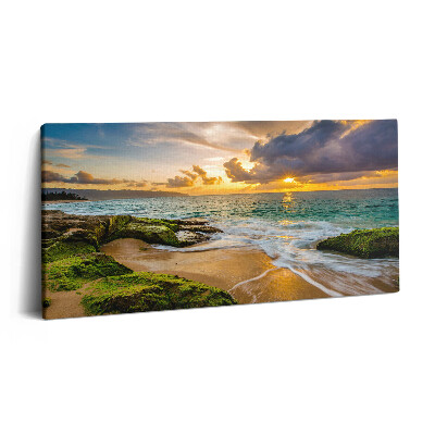 Vászonkép 140x70 Strand naplementében