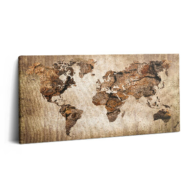 Vászonkép 140x70 Fából készült világtérkép