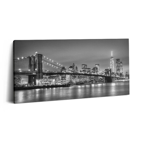 Vászonkép 140x70 Brooklyn híd New Yorkban éjszaka