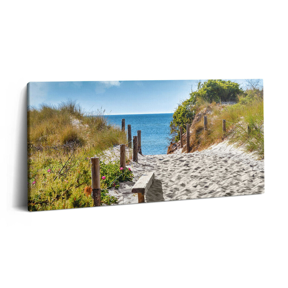 Vászonkép 140x70 Homokos út a tengerpartra és a tengerhez