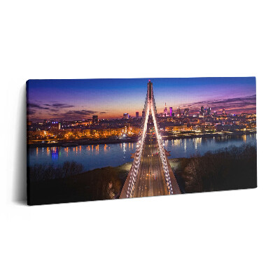 Vászonkép 140x70 Híd és a város este