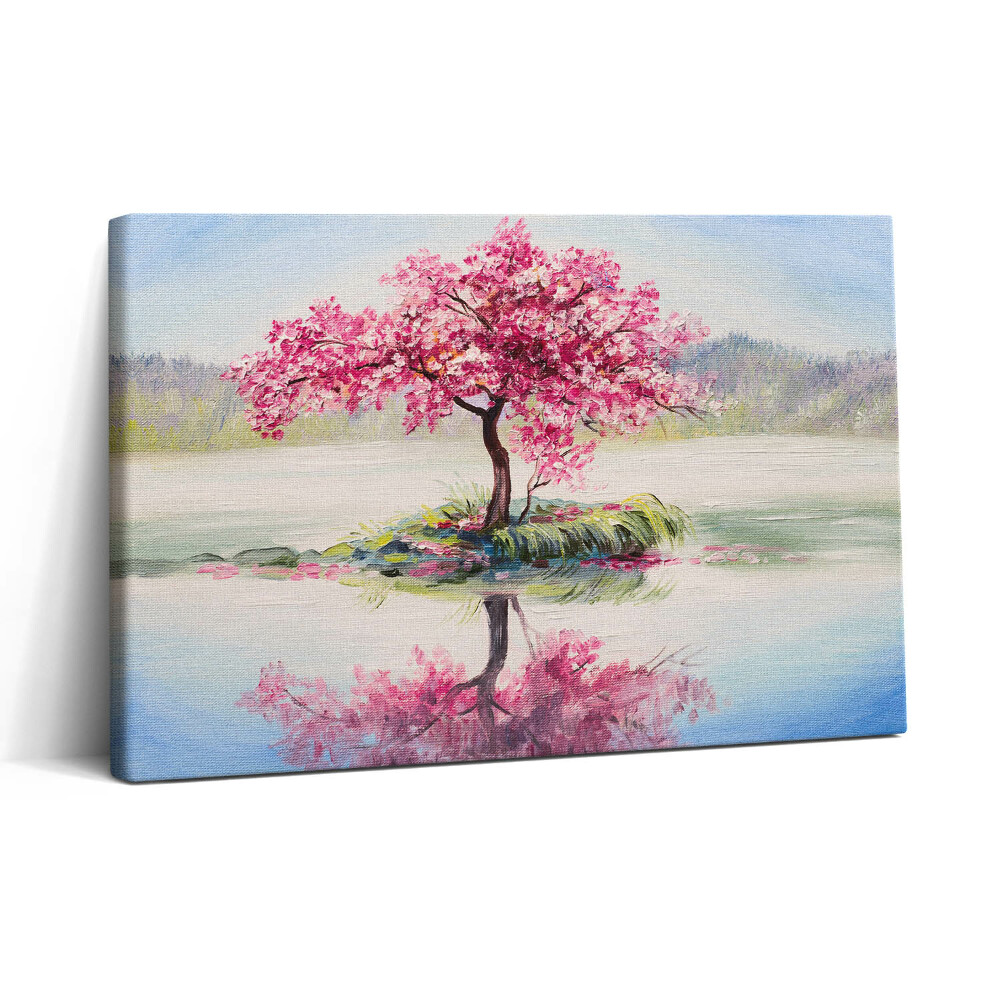 Vászonkép nyomtatás 30x20 Mozaik, amely egy virágzó szerelmesfát ábrázol